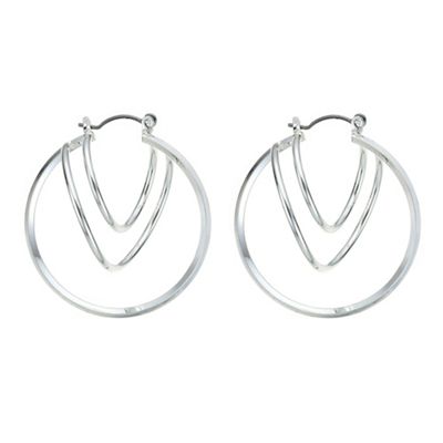 Silver swirl hoop 3d earring